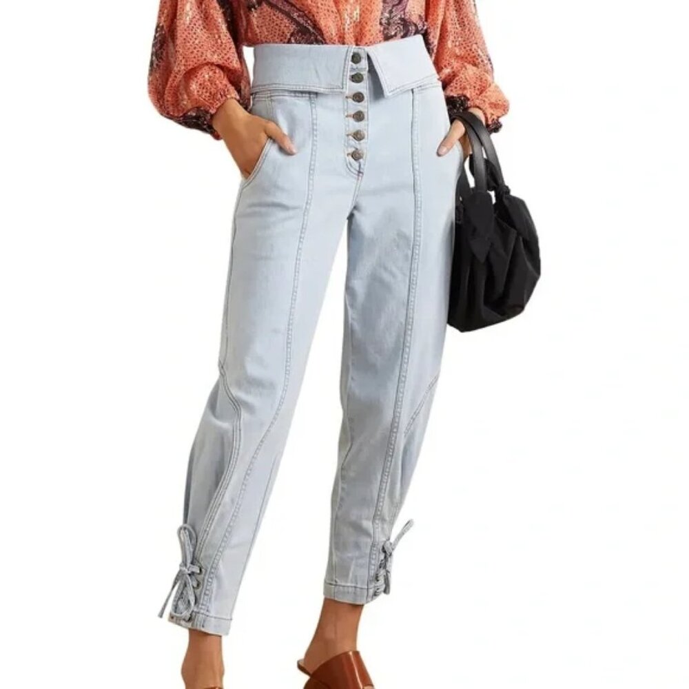 Ulla Johnson Kingston Light Blue Denim High Waist Jeans Size 10